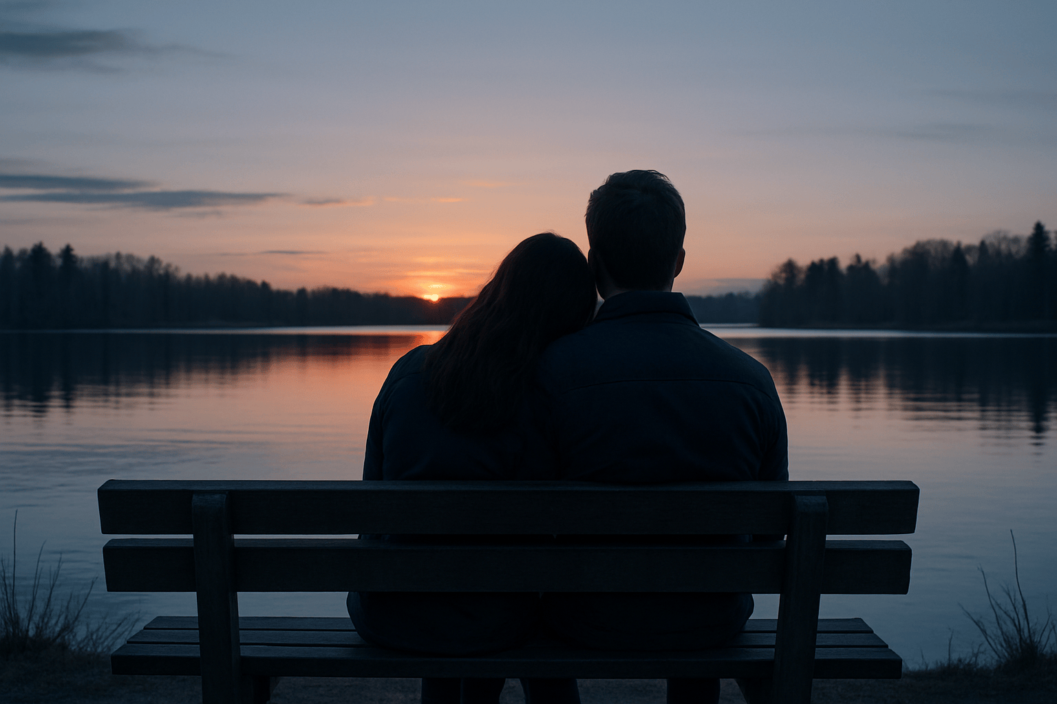 Couple heureux sur un banc